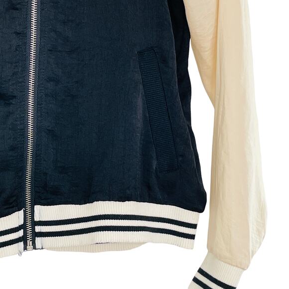 ABOUT A GIRL Black & Cream 'LOS ANGELES' Embroidered Palm Trees Bomber Jacket S - Picture 6 of 12